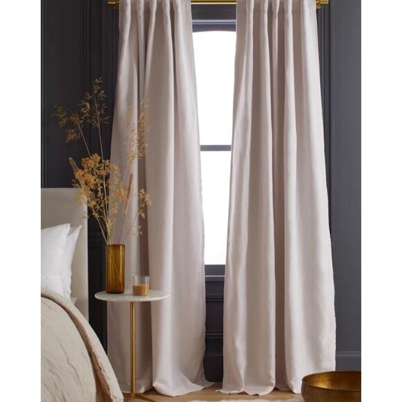 Quince European Linen Room Darkening Curtain Panel Set 48X96 Blush NWOT#8 - Picture 1 of 5